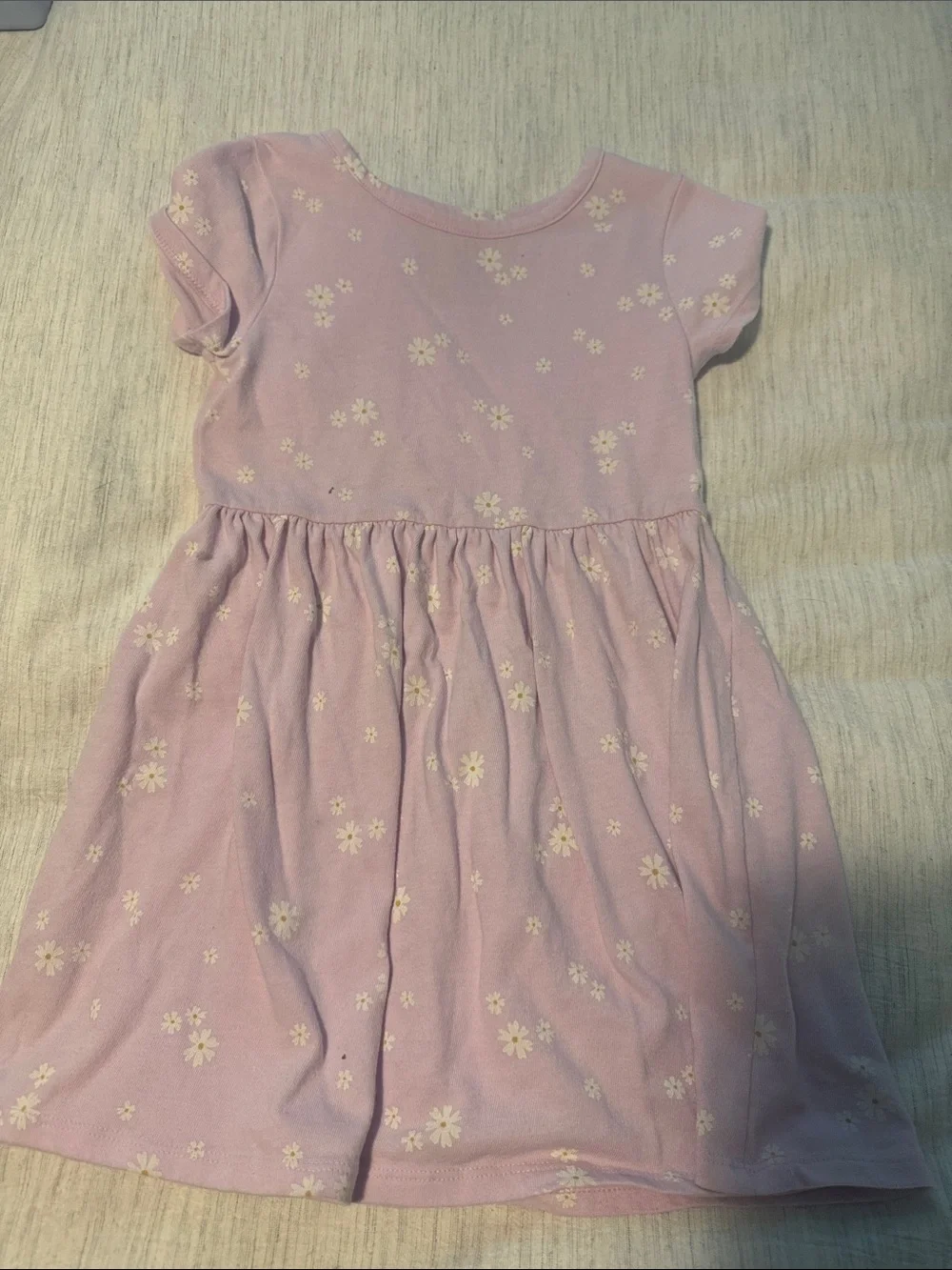 Cat & Jack Light Pink Daisy Print Short Sleeve Dress